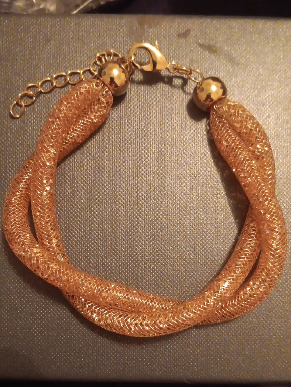 Twisted Mesh Bracelet in Warm Gold for Women